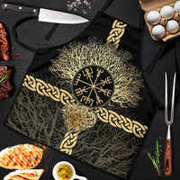 Vegvisir Compass Viking Apron with Yggdrasil Tree and Axe Symbols Norse Mythology Tribute - Wonder Print Shop