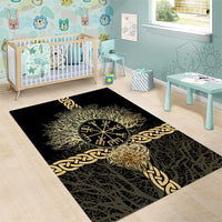 Vegvisir Compass Viking Area Rug with Yggdrasil Tree and Axe Symbols Norse Mythology Tribute - Wonder Print Shop