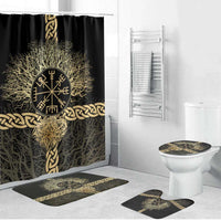 Vegvisir Compass Viking Bathroom Set with Yggdrasil Tree and Axe Symbols Norse Mythology Tribute - Wonder Print Shop