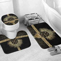 Vegvisir Compass Viking Bathroom Set with Yggdrasil Tree and Axe Symbols Norse Mythology Tribute - Wonder Print Shop
