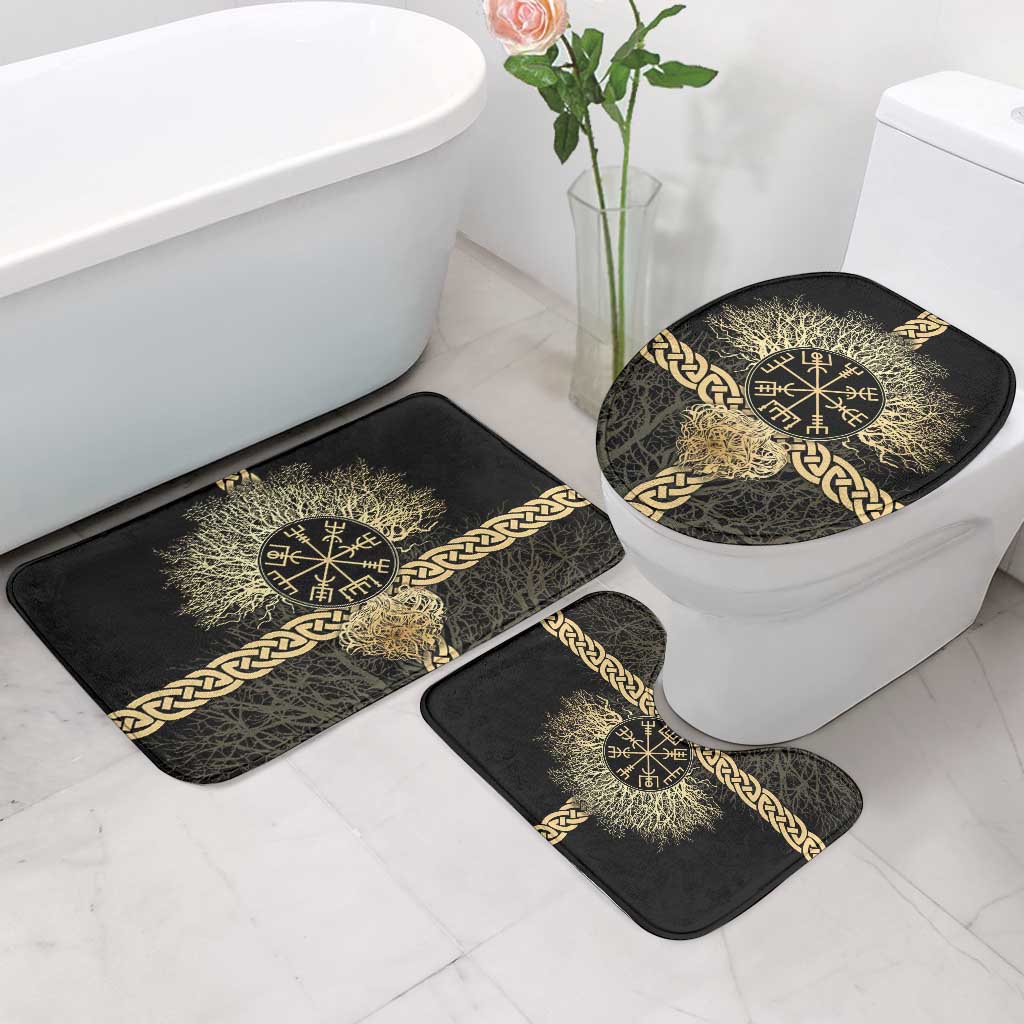 Vegvisir Compass Viking Bathroom Set with Yggdrasil Tree and Axe Symbols Norse Mythology Tribute - Wonder Print Shop