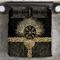 Vegvisir Compass Viking Bedding Set with Yggdrasil Tree and Axe Symbols Norse Mythology Tribute - Wonder Print Shop