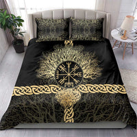Vegvisir Compass Viking Bedding Set with Yggdrasil Tree and Axe Symbols Norse Mythology Tribute - Wonder Print Shop