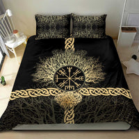 Vegvisir Compass Viking Bedding Set with Yggdrasil Tree and Axe Symbols Norse Mythology Tribute - Wonder Print Shop