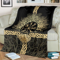 Vegvisir Compass Viking Blanket with Yggdrasil Tree and Axe Symbols Norse Mythology Tribute - Wonder Print Shop