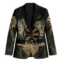 Vegvisir Compass Viking Blazer with Yggdrasil Tree and Axe Symbols Norse Mythology Tribute - Wonder Print Shop