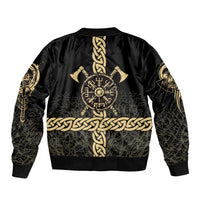 Vegvisir Compass Viking Bomber Jacket with Yggdrasil Tree and Axe Symbols Norse Mythology Tribute - Wonder Print Shop