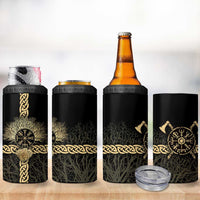 Vegvisir Compass Viking 4 in 1 Can Cooler Tumbler with Yggdrasil Tree and Axe Symbols Norse Mythology Tribute - Wonder Print Shop
