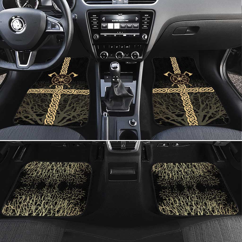 Vegvisir Compass Viking Car Mats with Yggdrasil Tree and Axe Symbols Norse Mythology Tribute - Wonder Print Shop