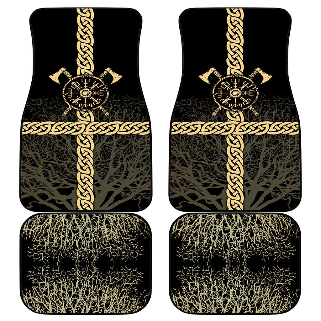Vegvisir Compass Viking Car Mats with Yggdrasil Tree and Axe Symbols Norse Mythology Tribute - Wonder Print Shop