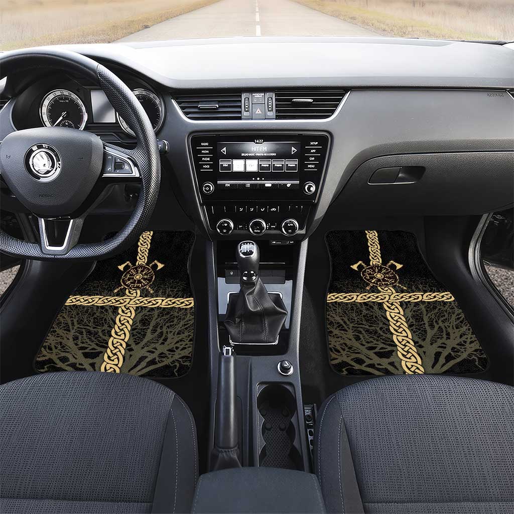 Vegvisir Compass Viking Car Mats with Yggdrasil Tree and Axe Symbols Norse Mythology Tribute - Wonder Print Shop