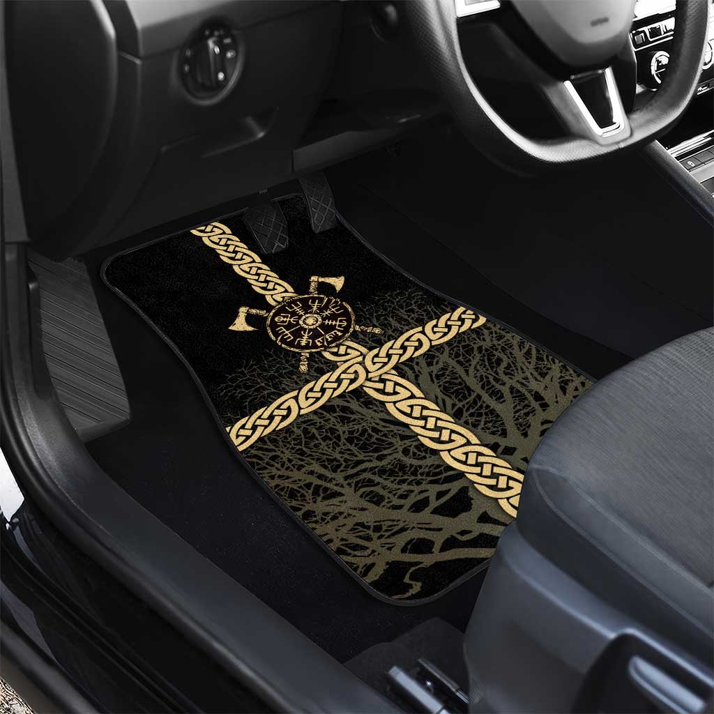 Vegvisir Compass Viking Car Mats with Yggdrasil Tree and Axe Symbols Norse Mythology Tribute - Wonder Print Shop