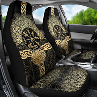 Vegvisir Compass Viking Car Seat Cover with Yggdrasil Tree and Axe Symbols Norse Mythology Tribute - Wonder Print Shop