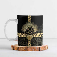 Vegvisir Compass Viking Ceramic Mug with Yggdrasil Tree and Axe Symbols Norse Mythology Tribute - Wonder Print Shop