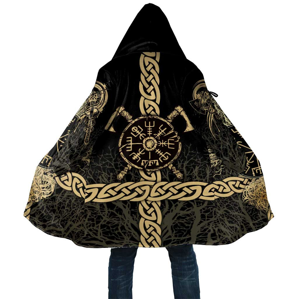 Vegvisir Compass Viking Cloak with Yggdrasil Tree and Axe Symbols Norse Mythology Tribute - Wonder Print Shop