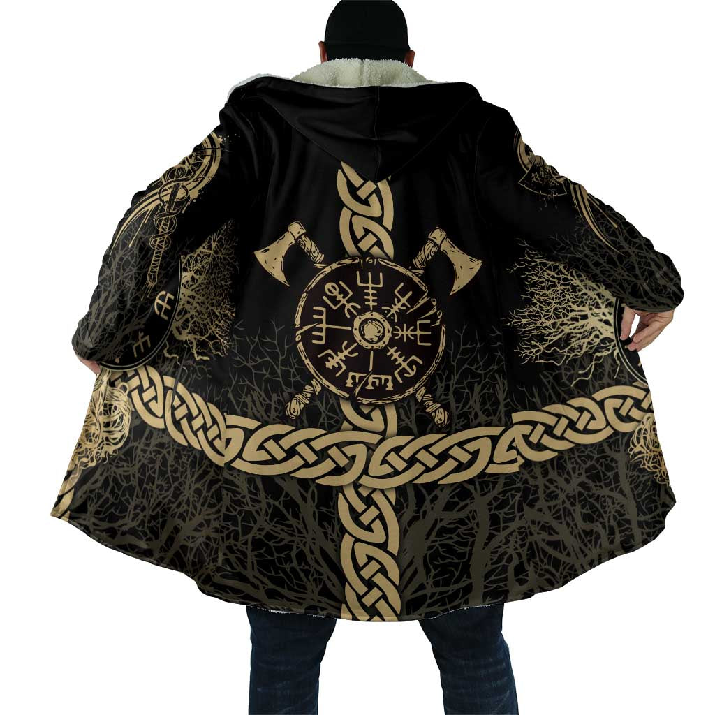 Vegvisir Compass Viking Cloak with Yggdrasil Tree and Axe Symbols Norse Mythology Tribute - Wonder Print Shop