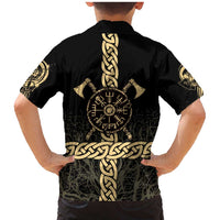 Vegvisir Compass Viking Family Matching Mermaid Dress and Hawaiian Shirt with Yggdrasil Tree and Axe Symbols Norse Mythology Tribute - Wonder Print Shop
