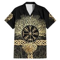 Vegvisir Compass Viking Family Matching Mermaid Dress and Hawaiian Shirt with Yggdrasil Tree and Axe Symbols Norse Mythology Tribute - Wonder Print Shop