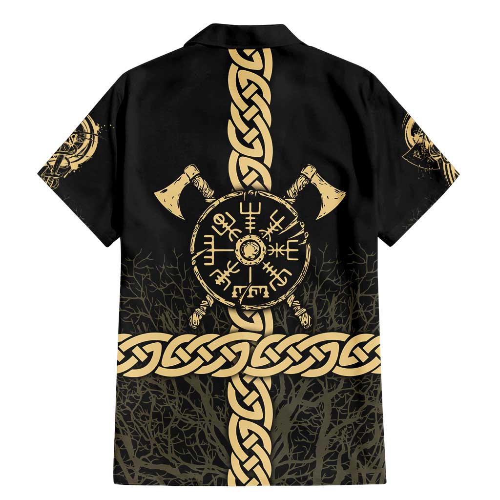 Vegvisir Compass Viking Family Matching Mermaid Dress and Hawaiian Shirt with Yggdrasil Tree and Axe Symbols Norse Mythology Tribute - Wonder Print Shop
