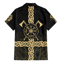 Vegvisir Compass Viking Family Matching Mermaid Dress and Hawaiian Shirt with Yggdrasil Tree and Axe Symbols Norse Mythology Tribute - Wonder Print Shop