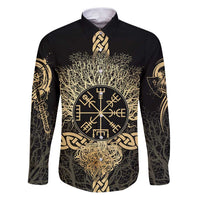 Vegvisir Compass Viking Family Matching Puletasi and Hawaiian Shirt with Yggdrasil Tree and Axe Symbols Norse Mythology Tribute - Wonder Print Shop