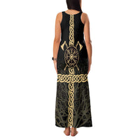 Vegvisir Compass Viking Family Matching Tank Maxi Dress and Hawaiian Shirt with Yggdrasil Tree and Axe Symbols Norse Mythology Tribute - Wonder Print Shop