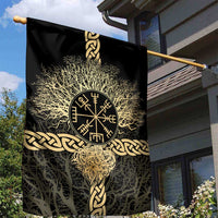 Vegvisir Compass Viking Garden Flag with Yggdrasil Tree and Axe Symbols Norse Mythology Tribute - Wonder Print Shop