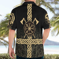 Vegvisir Compass Viking Hawaiian Shirt with Yggdrasil Tree and Axe Symbols Norse Mythology Tribute - Wonder Print Shop