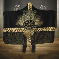 Vegvisir Compass Viking Hooded Blanket with Yggdrasil Tree and Axe Symbols Norse Mythology Tribute - Wonder Print Shop