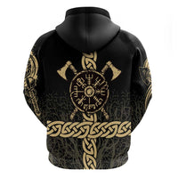 Vegvisir Compass Viking Hoodie with Yggdrasil Tree and Axe Symbols Norse Mythology Tribute - Wonder Print Shop