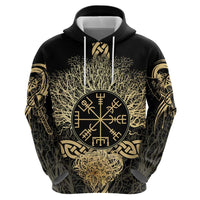 Vegvisir Compass Viking Hoodie with Yggdrasil Tree and Axe Symbols Norse Mythology Tribute - Wonder Print Shop