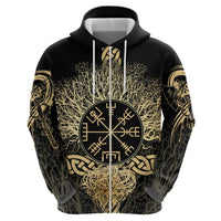Vegvisir Compass Viking Hoodie with Yggdrasil Tree and Axe Symbols Norse Mythology Tribute - Wonder Print Shop