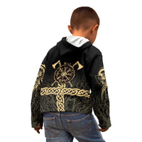 Vegvisir Compass Viking Kid Hoodie with Yggdrasil Tree and Axe Symbols Norse Mythology Tribute - Wonder Print Shop