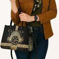 Vegvisir Compass Viking Leather Bag with Yggdrasil Tree and Axe Symbols Norse Mythology Tribute - Wonder Print Shop