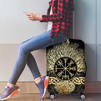 Vegvisir Compass Viking Luggage Cover with Yggdrasil Tree and Axe Symbols Norse Mythology Tribute - Wonder Print Shop