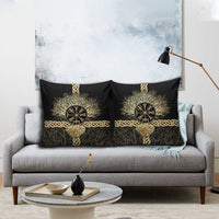 Vegvisir Compass Viking Pillow Cover with Yggdrasil Tree and Axe Symbols Norse Mythology Tribute - Wonder Print Shop