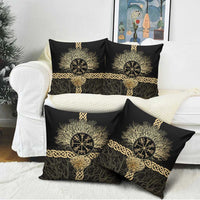 Vegvisir Compass Viking Pillow Cover with Yggdrasil Tree and Axe Symbols Norse Mythology Tribute - Wonder Print Shop