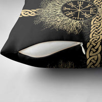 Vegvisir Compass Viking Pillow Cover with Yggdrasil Tree and Axe Symbols Norse Mythology Tribute - Wonder Print Shop