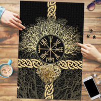 Vegvisir Compass Viking Puzzle with Yggdrasil Tree and Axe Symbols Norse Mythology Tribute - Wonder Print Shop