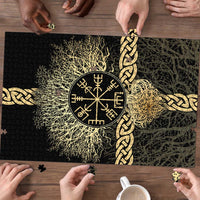 Vegvisir Compass Viking Puzzle with Yggdrasil Tree and Axe Symbols Norse Mythology Tribute - Wonder Print Shop