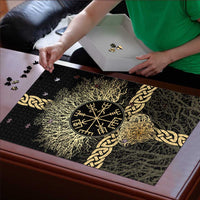 Vegvisir Compass Viking Puzzle with Yggdrasil Tree and Axe Symbols Norse Mythology Tribute - Wonder Print Shop