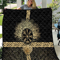 Vegvisir Compass Viking Quilt with Yggdrasil Tree and Axe Symbols Norse Mythology Tribute - Wonder Print Shop