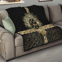 Vegvisir Compass Viking Quilt with Yggdrasil Tree and Axe Symbols Norse Mythology Tribute - Wonder Print Shop