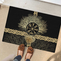 Vegvisir Compass Viking Rubber Doormat with Yggdrasil Tree and Axe Symbols Norse Mythology Tribute - Wonder Print Shop