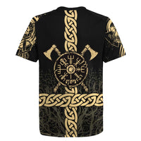 Vegvisir Compass Viking Rugby Jersey with Yggdrasil Tree and Axe Symbols Norse Mythology Tribute - Wonder Print Shop