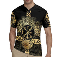 Vegvisir Compass Viking Rugby Jersey with Yggdrasil Tree and Axe Symbols Norse Mythology Tribute - Wonder Print Shop