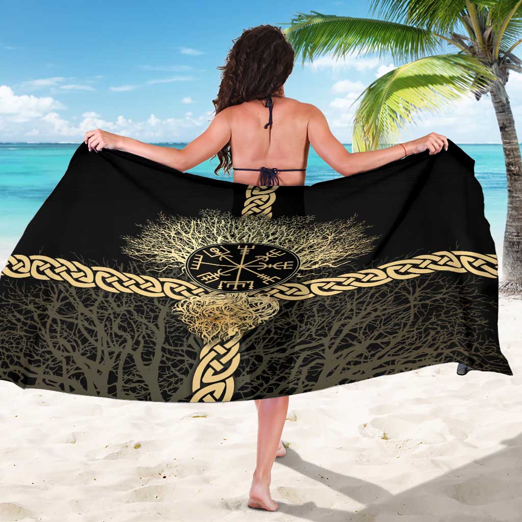 Vegvisir Compass Viking Sarong with Yggdrasil Tree and Axe Symbols Norse Mythology Tribute - Wonder Print Shop