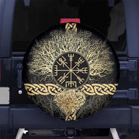 Vegvisir Compass Viking Spare Tire Cover with Yggdrasil Tree and Axe Symbols Norse Mythology Tribute - Wonder Print Shop