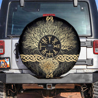 Vegvisir Compass Viking Spare Tire Cover with Yggdrasil Tree and Axe Symbols Norse Mythology Tribute - Wonder Print Shop