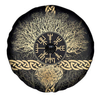 Vegvisir Compass Viking Spare Tire Cover with Yggdrasil Tree and Axe Symbols Norse Mythology Tribute - Wonder Print Shop